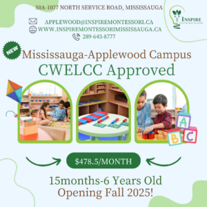 Inspire Montessori Mississauga Daycare Applewood CWELCC